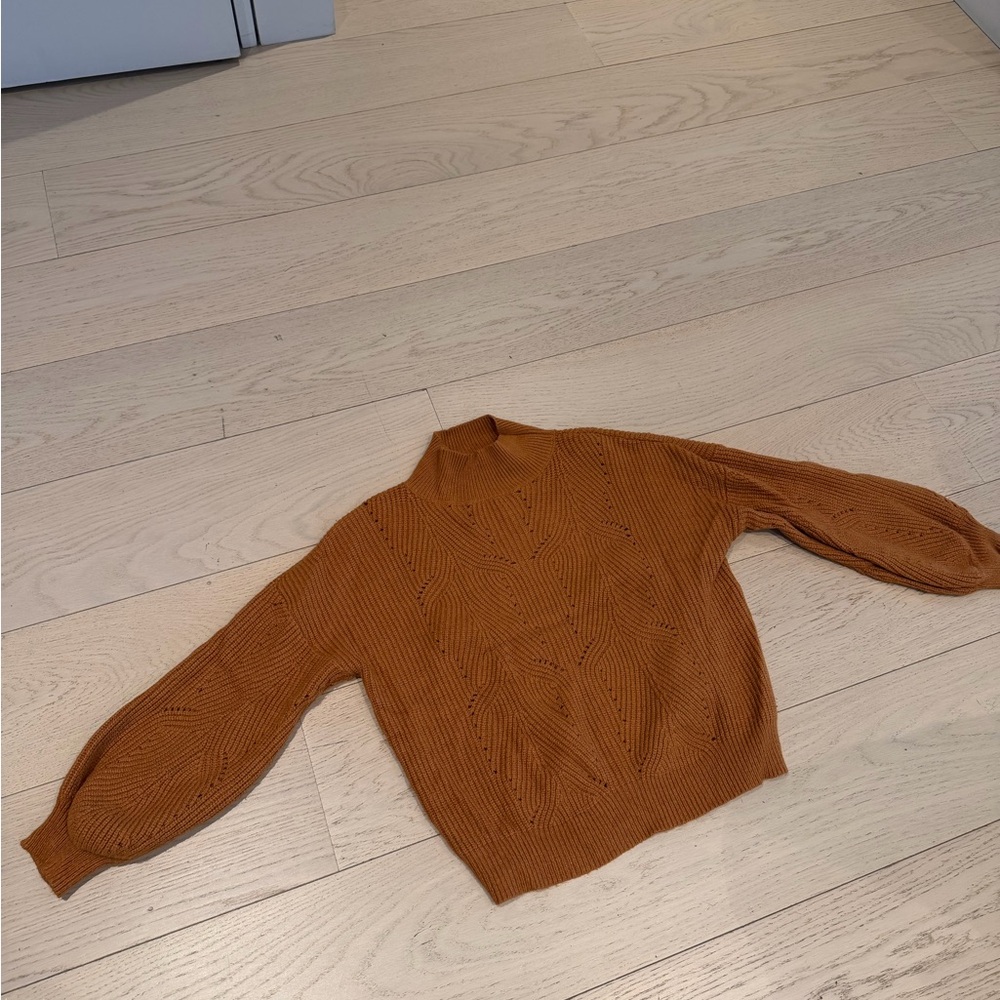 Lumiere Ribbed Knit Sweater in Burnt Orange